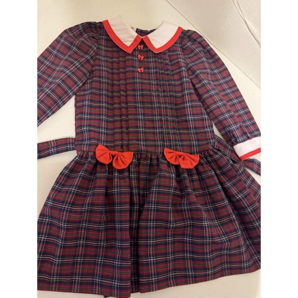 Vintage 80's Maty Plaid Drop Waist Dress Size 6 Old School Vibes
